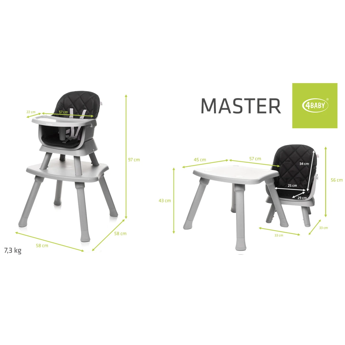 4Baby Master XXIII Black 6-in-1 Kinderstoel 17 4Baby Master XXIII Black 6-in-1 Kinderstoel - Afbeelding 15