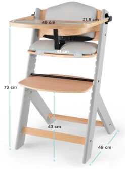 Kinderkraft Enock Grijs/Naturel Houten Kinderstoel Met Zitverkleiner KHENOC0PGRY0000 -Winkel Voor Babyproducten Kinderkraft Enock Grey Kinderstoel met Zitverkleiner KHENOC0PGRY0000 7
