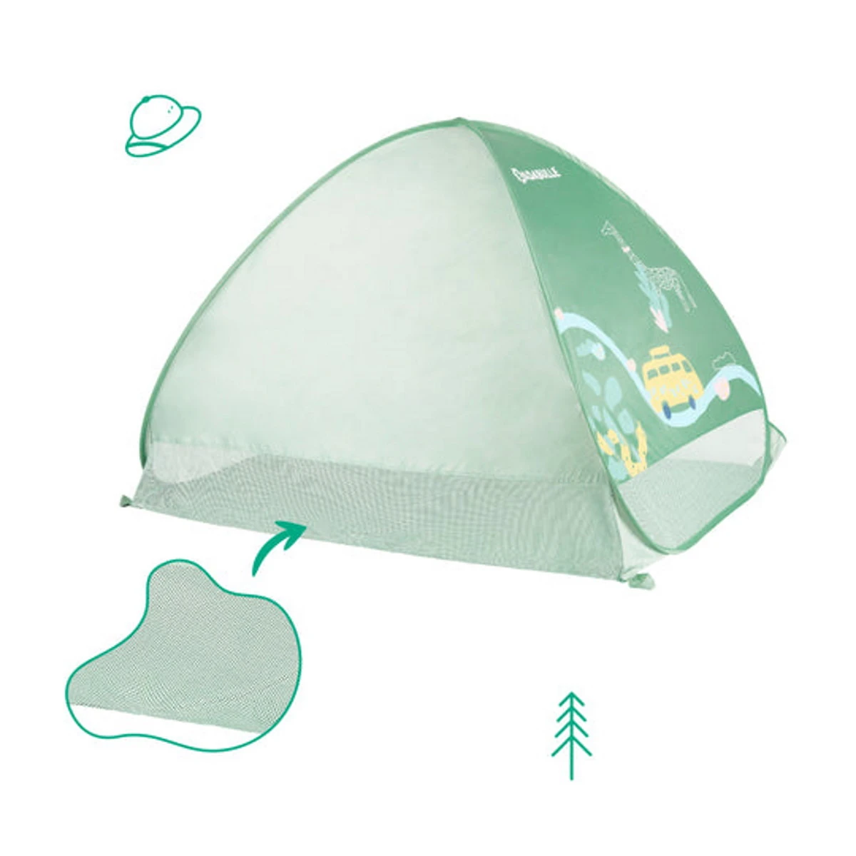 Badabulle Green Anti-UV Tent B038205 4 Badabulle Green Anti-UV Tent B038205 - Afbeelding 2