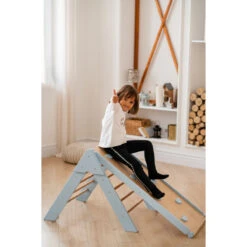 Luna Toys Blauw Houten Klimrek Met Glijbaan LU-36967 -Winkel Voor Babyproducten blue 2