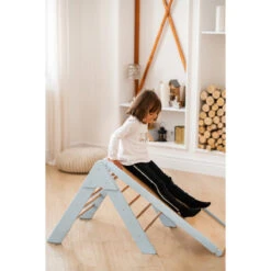 Luna Toys Blauw Houten Klimrek Met Glijbaan LU-36967 -Winkel Voor Babyproducten blue 3