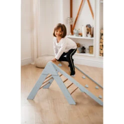 Luna Toys Blauw Houten Klimrek Met Glijbaan LU-36967 -Winkel Voor Babyproducten blue 7