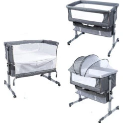 Eco Baby Donkergrijs Wieg Aan Bed FB5001 -Winkel Voor Babyproducten eco baby donkergrijs wieg aan bed fb5001 3 1