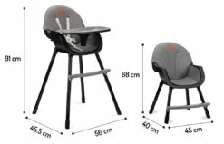 Momi Flovi Black/Grey 2-in-1 Kinderstoel KRKA00018 -Winkel Voor Babyproducten momi flovi afmetingen
