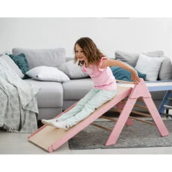 Luna Toys Roze Houten Klimrek Met Glijbaan LU-36974 -Winkel Voor Babyproducten pink 3